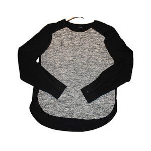 Ann Taylor Mixed Media Black & White Textured-Front Blouse Size Small